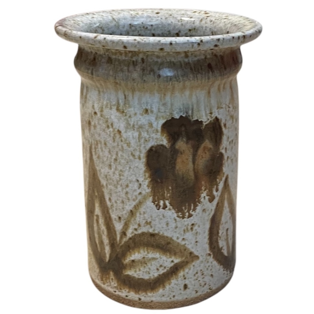 Mid Century Studio Art Pottery Pitcher Brown Speckled Glaze Set of 3 Signed - Picture 9 of 16